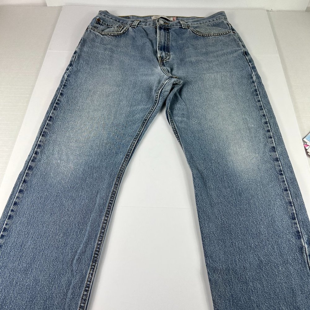 Levi's Jeans Men's 34 x 29 505 Straight Blue Faded Thrashed Cotton Denim Pants